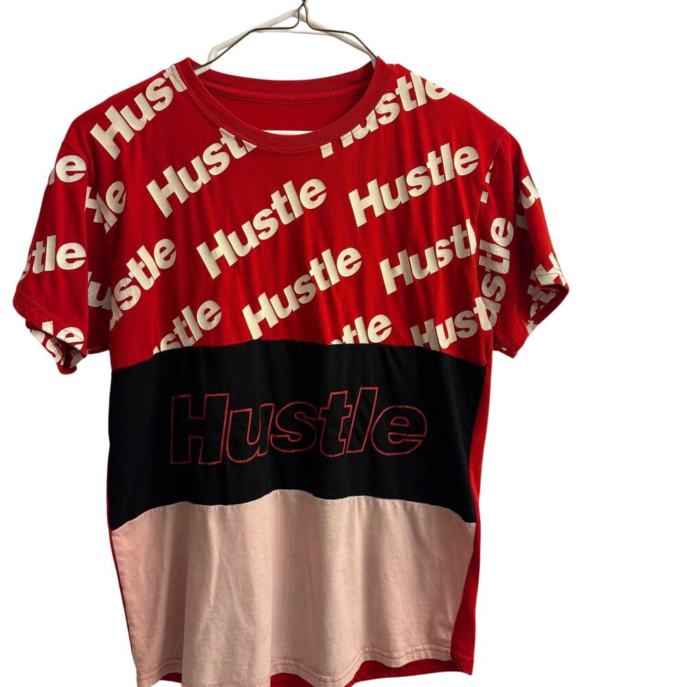 Pre-Owned Unisex Graphic Color Block T-Shirt Hustle